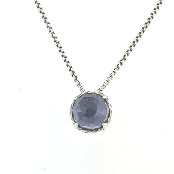 David Yurman Amethyst Pendant Necklace 17" Sterling Silver Estate DY686 - Picture 1 of 8